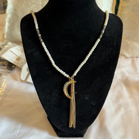 ettika Jewelry - New! Free People | Ettika Crescent Moon Matinee Necklace with Opalescent Beads